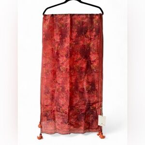 Anita Dongre Red and Orange Floral Scarf